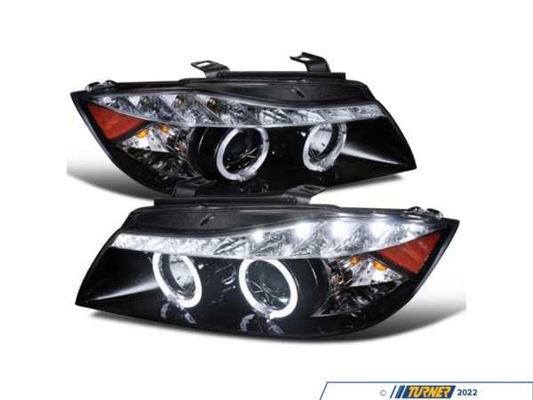 Spec-D Tuning Spec D Dual Halo Projector Headlights with LED Light Strip - Gloss Black Housing/Clear Lens - E90 Pre LCI 2LHPE9005G8TM
