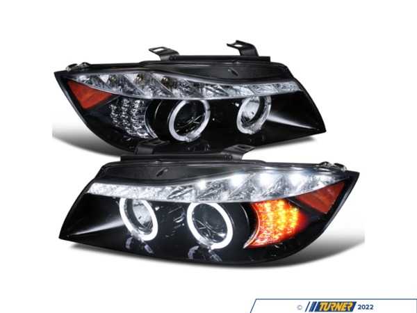 Spec-D Tuning Spec D Dual Halo Projector Headlights with LED Light Strip & LED Signals - Gloss Black Housing/Smoke Lens - E90 Pre LCI 2LHPE9005G8V2TM