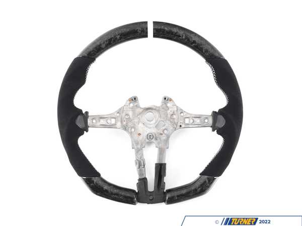 ECS ECS Custom Steering Wheel - Flat Bottom/Forged CF/Alcantara/White Stitching/White Center Stripe - F8x 010655LA01
