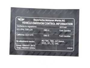 Genuine BMW Label "Exhaust Emission" My15 - 71228632034