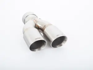 Turner Motorsport Double Wall Slash Cut Exhaust Tip - 2.75 Inlet - 3.0 OD - Stepped Left - Brushed Stainless