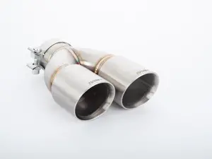 Turner Motorsport Double Wall Straight Cut Exhaust Tip - 3.0 Inlet - 3.5 OD - Stepped Left - Brushed Stainless