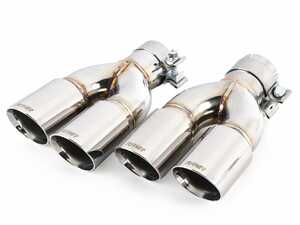 Turner Stepped Exhaust Set - Mirror Double Wall Slash Cut 