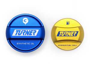 BMW E9X F8X Engine Bay Cap Set - Blue & Gold Turner Motorsport Edition - Goldenwrench  - (NO LONGER AVAILABLE)