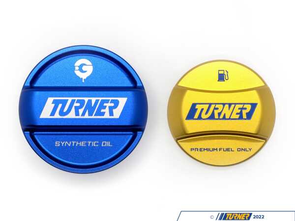 Turner Motorsport BMW E9X F8X Engine Bay Cap Set - Blue & Gold Turner Motorsport Edition - Goldenwrench  - (NO LONGER AVAILABLE) TMS-FSET-V1