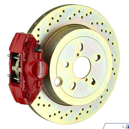 Brembo 99-05 323i, 325i, 328i (Excluding xDrive) (E46), Rear, Drilled, Red, 2 Piston, 294x19 1-Piece 2E4.4002A2