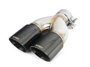 Turner Double Wall Slash Cut Exhaust Tip - 2.75 Inlet - 3.5 OD - Stepped Right - Titanium Black Chrome