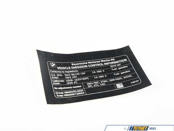Genuine BMW LABEL "EXHAUST EMISSION" 71228099534