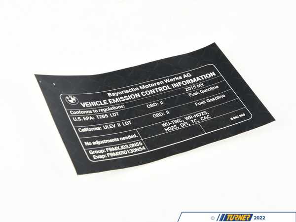 Genuine BMW Genuine BMW Label "Exhaust Emission" My15 - 71228642540 - F25,F26 71228642540
