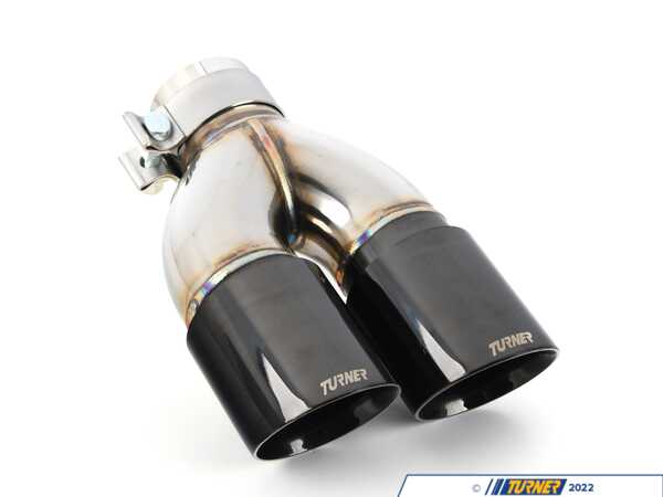 Turner Motorsport Turner Double Wall Slash Cut Exhaust Tip - 2.75 Inlet - 3.5 OD - Stepped Left - Titanium Black Chrome 026732TMS03-10