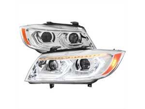 Spec-D LED Dual Projector Headlights - 6-11 E90 3 Series - Chrome Housing/Clear Lenses