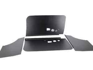 E36 (V3) Coupe Door Panels - Blue Door Pulls - Black Hardware - Speaker Cutouts - Mirror Cutout - Matching Rear Quarters
