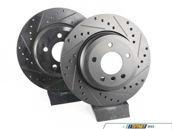 ECS ECS Rear V5 Drilled & Slotted Brake Rotors - Set (324x22) 34216855003-XS