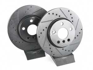 MINI F Chassis Front V5 Drilled & Slotted Brake Rotors - Set (294x22)