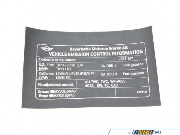 Genuine MINI LABEL EXHAUST EMISS 71228679141