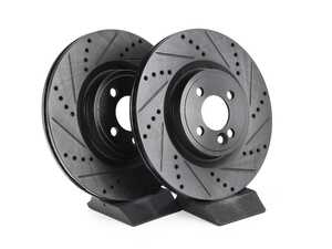 MINI R5X Front V5 Drilled & Slotted Brake Rotors - Set (316x22)