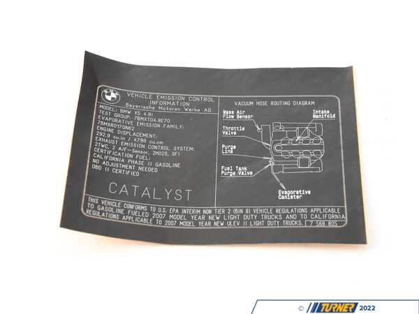 Genuine BMW Genuine BMW Label "Exhaust Emission" - 71227568805 - E70 X5,E71 X6 71227568805