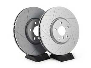MINI F Chassis Front V5 Dimpled & Slotted Brake Rotors - Set (335x30)
