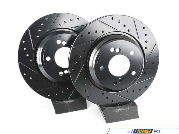 ECS BMW E46 M3 E39 M5 Rear V5 Drilled & Slotted Brake Rotors - Set (328x20) 34212229379-XS