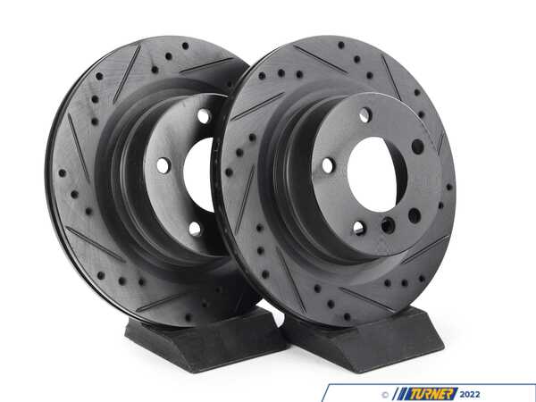 ECS Rear V5 Drilled & Slotted Brake Rotors - Set (300x20) 34216855005-XS
