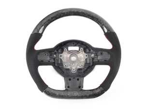 ECS MINI Cooper Flat Bottom Forged Carbon/Alcantara/Red Stitching Steering Wheel - NO Red Center Stripe- Gen 2