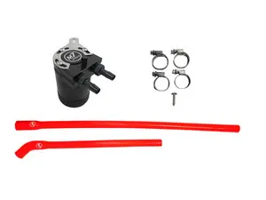 M7 Black Billet Aluminum Updated Oil Catch Can Kit - N18 Engine - Red 