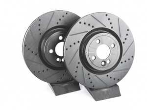 MINI JCW GP2 Front V5 Drilled & Slotted Brake Rotors - (330x25)