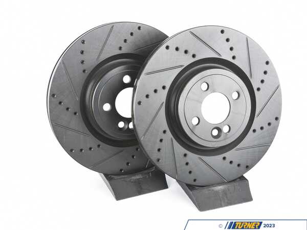 ECS MINI JCW GP2 Front V5 Drilled & Slotted Brake Rotors - (330x25) 34116858071-XS