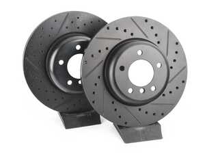 ECS Front V5 Drilled & Slotted Brake Rotors - Set (338x26)