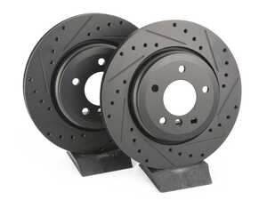 BMW E46 Rear V5 Drilled & Slotted Brake Rotors - Set (320x22)
