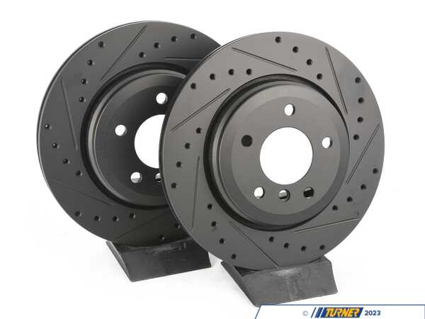 ECS BMW E46 Rear V5 Drilled & Slotted Brake Rotors - Set (320x22) 34216864052-XS