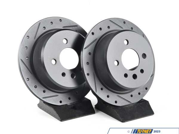 ECS Rear V5 Drilled & Slotted Brake Rotors - Set (258x10) 34216755408-XS