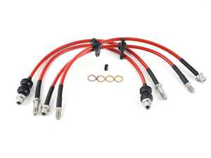 Stainless Steel Braided Brake Line Kit - RED