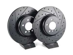 ECS Front V5 Drilled & Slotted Brake Rotors - Set (370x30)