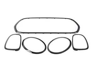 MINI F55 F56 F57 Headlight, Grille, And Taillight Trim Rings Set Jet Black 