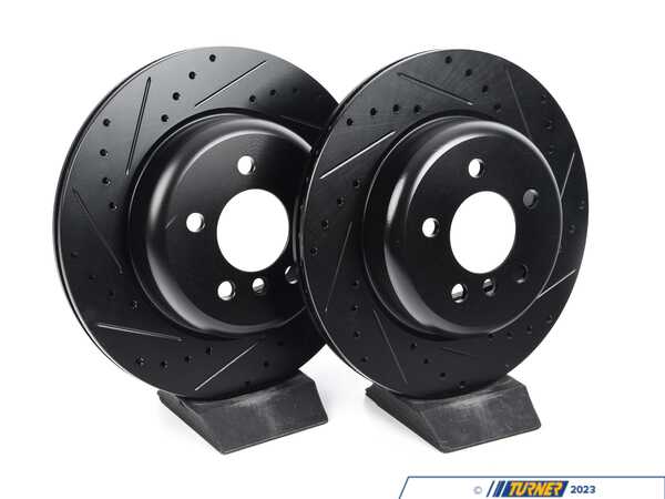 ECS Rear V5 Drilled & Slotted Brake Rotors - Set (330x20) 34216898733-XS