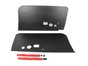 E36 (V3) Coupe Door Panels (set Of 2) - Red Pull - W/ Black Hardware - W/ Speaker Cut Outs - W/ Mirror Switch Cutouts