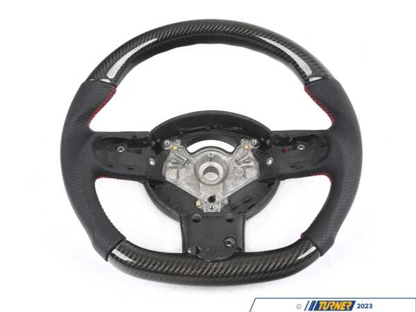 ECS ECS MINI Cooper Flat Bottom Carbon Fiber Steering Wheel (Carbon/Perforated Leather/Red Stitching) NO RED Center Stripe - Gen 1 Three Spoke BM152-R5302-CP-R