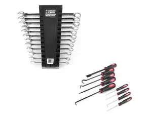 12 Pc Metric Combination Wrench Set with 9 Piece Scraper, Hook, And Pick Set