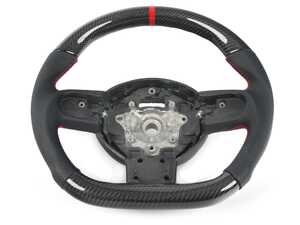 MINI R56 Flat Bottom Carbon Fiber Steering Wheel (Carbon/Perforated Leather/Red Stitching/Red Center Stripe) - Gen 2