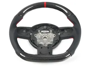 MINI R56 Flat Bottom Carbon Fiber Steering Wheel (Carbon/Perforated Leather/Red Stitching/Red Center Stripe) - Gen 2