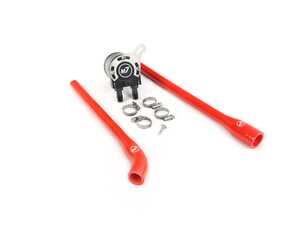 M7 Black Billet Aluminum Oil Catch Can Kit - N14 Engine - Red Hose 