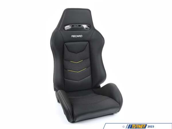 Recaro Speed V Passenger Seat - Black Leather/Yellow Suede Accent 7227110.2.3172