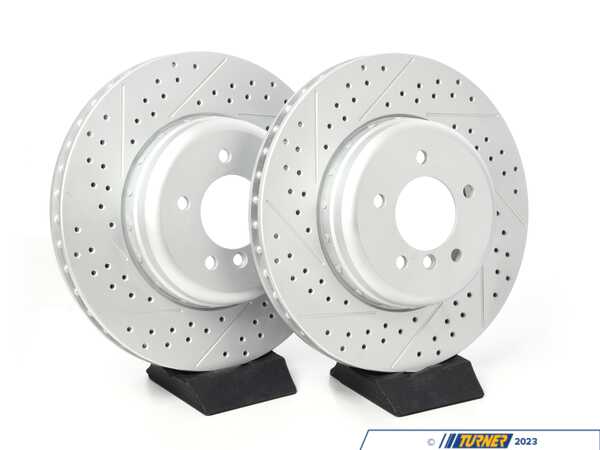 ECS BMW E6X Front Cross Drilled & Slotted Brake Rotors - Pair (348X30) 010294ECS01AKT