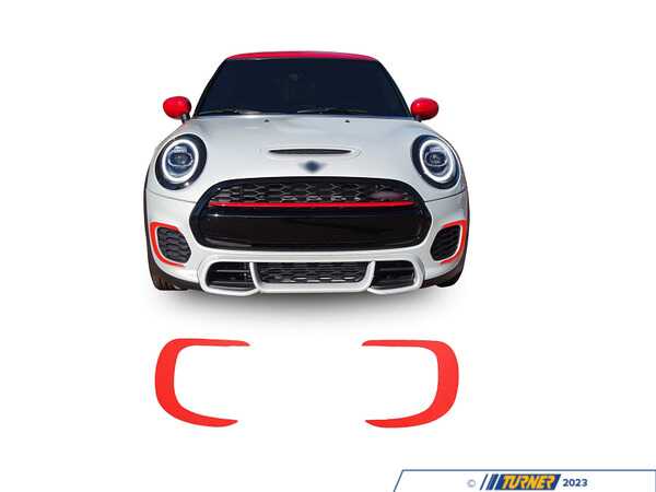 Bremmen Parts John Cooper Work Bumper Highlighted Sticker Kit Front - Gloss Red 51142468932F