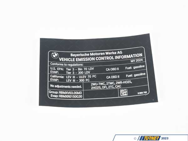 Genuine BMW INFORMATION LABEL EXHAUST GA 71228869762