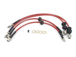 Stainless Steel Braided Brake Line Kit - Translucent RED 