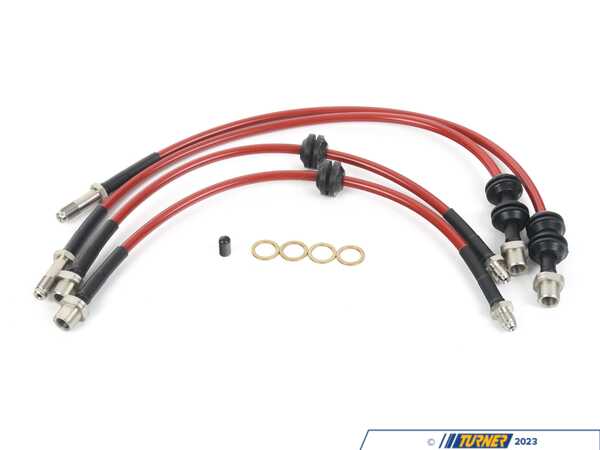 NM Engineering Stainless Steel Braided Brake Line Kit - Translucent RED  h.bmwm.4.068.Tre