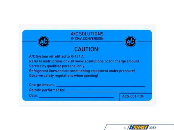 A/C Solutions A/C Solutions R134a Retrofit Label ACS-RETROFIT-LAB