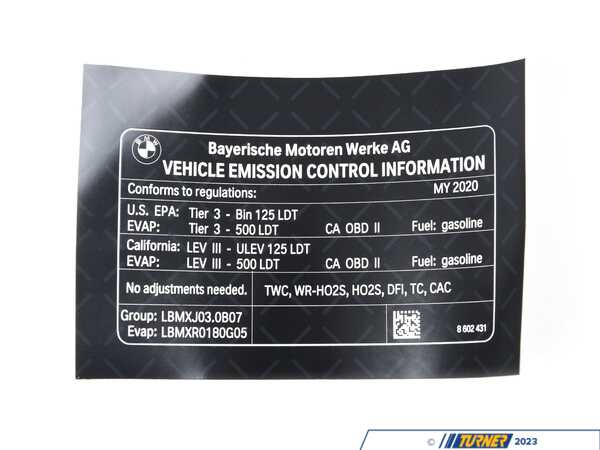 Genuine BMW LABEL "EXHAUST EMISSION" 71228602431